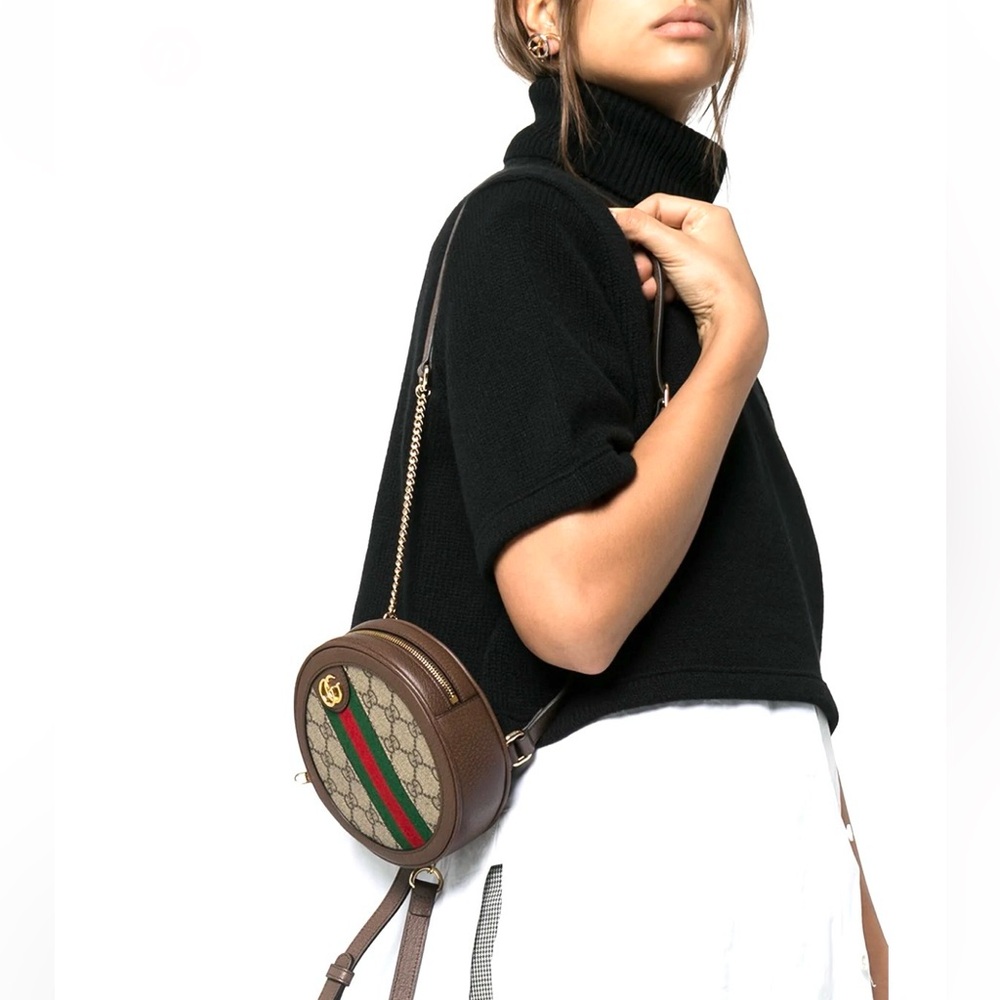 Authentic Gucci Ophidia Mini GG Round Shoulder Bag Backpack monogram canvas